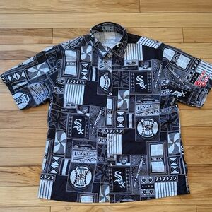 Chicago Sox Hawaiian style all over print Black Graphic Button-Up Shirt